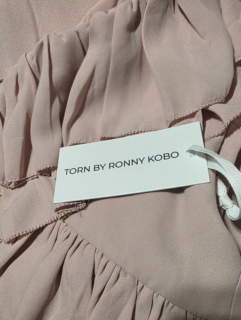 Torn by Ronny Kobo Dusty Rose Ruffled V-Neck Blouse-Size Small - Picture 6 of 6